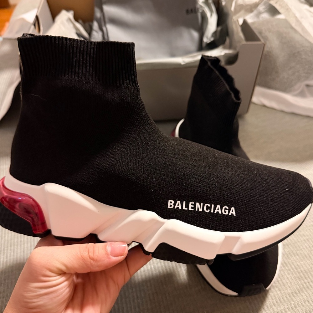 Balenciaga Women's Black and White Sock Sneakers